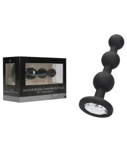 Ouch! Silicone Beaded Diamond Butt Plug Black