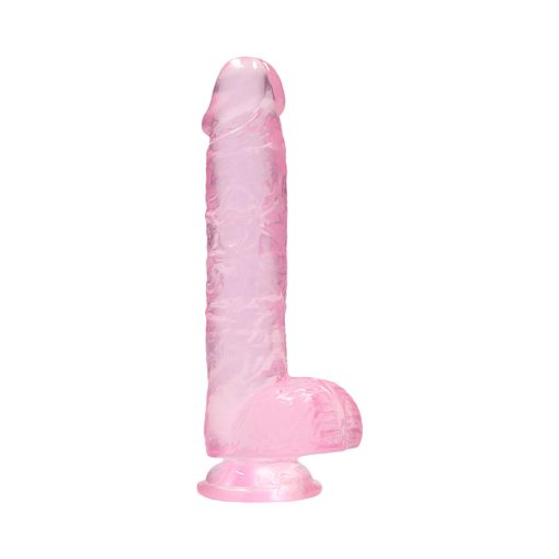 Realrock Crystal Clear Realistic 6 In. Dildo With Balls And Suction Cup Pink - Image 2