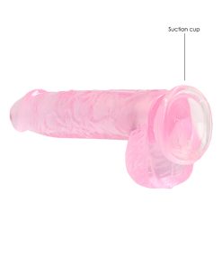 Realrock Crystal Clear Realistic 6 In. Dildo With Balls And Suction Cup Pink