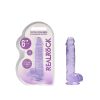 Realrock Crystal Clear Realistic 6 In. Dildo With Balls And Suction Cup Purple