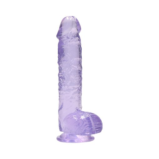 Realrock Crystal Clear Realistic 6 In. Dildo With Balls And Suction Cup Purple - Image 2