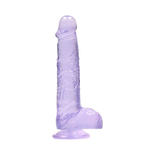 Realrock Crystal Clear Realistic 6 In. Dildo With Balls And Suction Cup Purple - Image 3