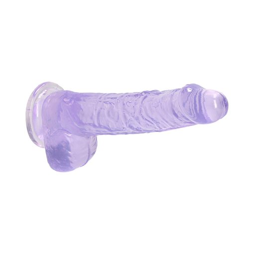 Realrock Crystal Clear Realistic 6 In. Dildo With Balls And Suction Cup Purple - Image 4