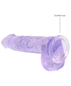 Realrock Crystal Clear Realistic 6 In. Dildo With Balls And Suction Cup Purple