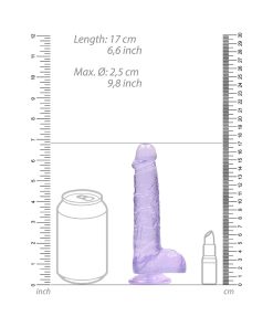 Realrock Crystal Clear Realistic 6 In. Dildo With Balls And Suction Cup Purple