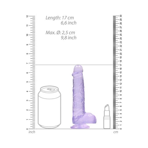 Realrock Crystal Clear Realistic 6 In. Dildo With Balls And Suction Cup Purple - Image 7