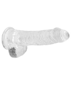 Realrock Crystal Clear Realistic 6 In. Dildo With Balls And Suction Cup Clear