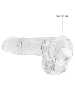 Realrock Crystal Clear Realistic 6 In. Dildo With Balls And Suction Cup Clear