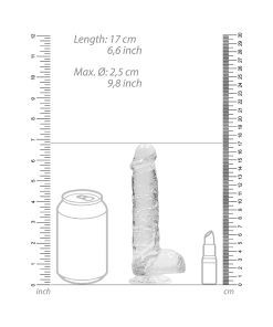 Realrock Crystal Clear Realistic 6 In. Dildo With Balls And Suction Cup Clear