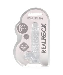 Realrock Crystal Clear Realistic 6 In. Dildo With Balls And Suction Cup Clear