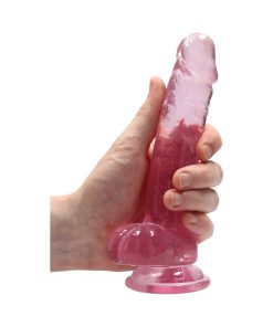 Realrock Crystal Clear Realistic 7 In. Dildo With Balls And Suction Cup Pink