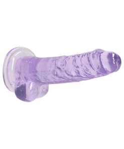 Realrock Crystal Clear Realistic 7 In. Dildo With Balls And Suction Cup Purple