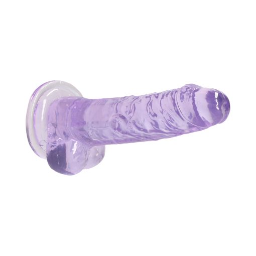 Realrock Crystal Clear Realistic 7 In. Dildo With Balls And Suction Cup Purple - Image 4