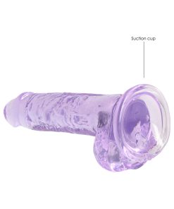 Realrock Crystal Clear Realistic 7 In. Dildo With Balls And Suction Cup Purple