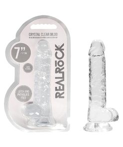 Realrock Crystal Clear Realistic 7 In. Dildo With Balls And Suction Cup Clear