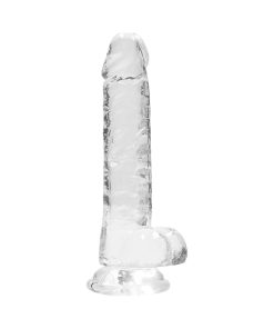 Realrock Crystal Clear Realistic 7 In. Dildo With Balls And Suction Cup Clear