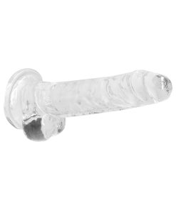 Realrock Crystal Clear Realistic 7 In. Dildo With Balls And Suction Cup Clear