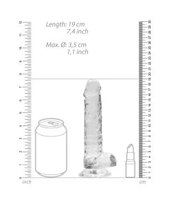 Realrock Crystal Clear Realistic 7 In. Dildo With Balls And Suction Cup Clear