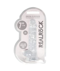Realrock Crystal Clear Realistic 7 In. Dildo With Balls And Suction Cup Clear