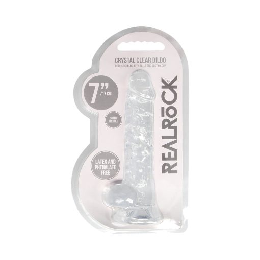 Realrock Crystal Clear Realistic 7 In. Dildo With Balls And Suction Cup Clear - Image 8