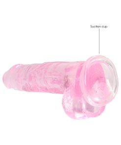 Realrock Crystal Clear Realistic 8 In. Dildo With Balls And Suction Cup Pink