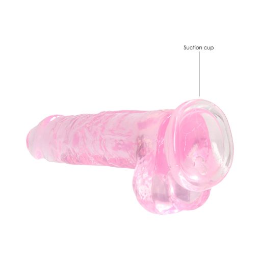Realrock Crystal Clear Realistic 8 In. Dildo With Balls And Suction Cup Pink - Image 5