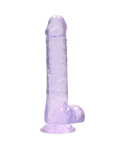 Realrock Crystal Clear Realistic 8 In. Dildo With Balls And Suction Cup Purple