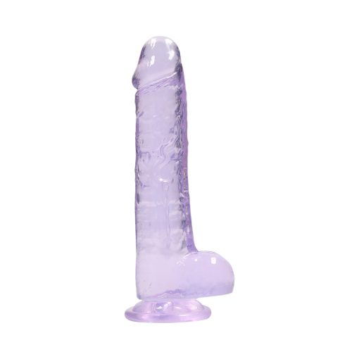 Realrock Crystal Clear Realistic 8 In. Dildo With Balls And Suction Cup Purple - Image 3