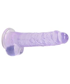 Realrock Crystal Clear Realistic 8 In. Dildo With Balls And Suction Cup Purple