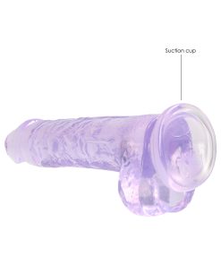 Realrock Crystal Clear Realistic 8 In. Dildo With Balls And Suction Cup Purple
