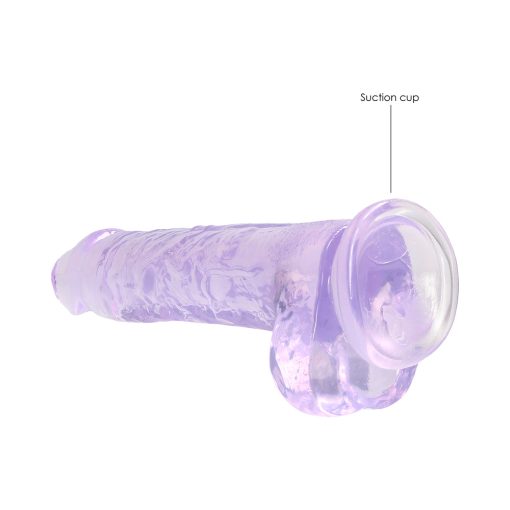 Realrock Crystal Clear Realistic 8 In. Dildo With Balls And Suction Cup Purple - Image 5