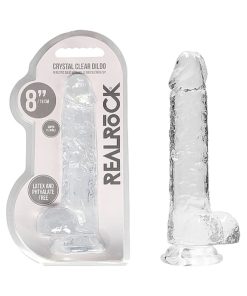 Realrock Crystal Clear Realistic 8 In. Dildo With Balls And Suction Cup Clear