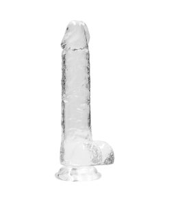 Realrock Crystal Clear Realistic 8 In. Dildo With Balls And Suction Cup Clear