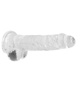 Realrock Crystal Clear Realistic 8 In. Dildo With Balls And Suction Cup Clear