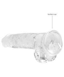 Realrock Crystal Clear Realistic 8 In. Dildo With Balls And Suction Cup Clear