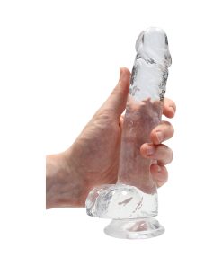 Realrock Crystal Clear Realistic 8 In. Dildo With Balls And Suction Cup Clear