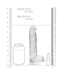 Realrock Crystal Clear Realistic 8 In. Dildo With Balls And Suction Cup Clear