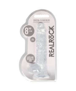 Realrock Crystal Clear Realistic 8 In. Dildo With Balls And Suction Cup Clear