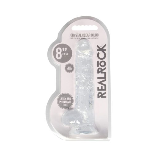 Realrock Crystal Clear Realistic 8 In. Dildo With Balls And Suction Cup Clear - Image 8