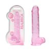 Realrock Crystal Clear Realistic 9 In. Dildo With Balls And Suction Cup Pink