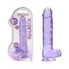 Realrock Crystal Clear Realistic 9 In. Dildo With Balls And Suction Cup Purple