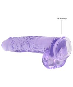 Realrock Crystal Clear Realistic 9 In. Dildo With Balls And Suction Cup Purple