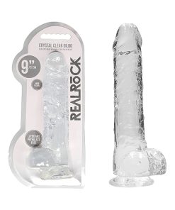 Realrock Crystal Clear Realistic 9 In. Dildo With Balls And Suction Cup Clear