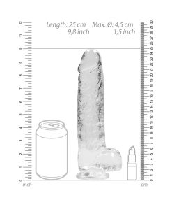 Realrock Crystal Clear Realistic 9 In. Dildo With Balls And Suction Cup Clear