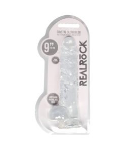 Realrock Crystal Clear Realistic 9 In. Dildo With Balls And Suction Cup Clear