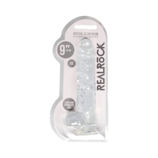 Realrock Crystal Clear Realistic 9 In. Dildo With Balls And Suction Cup Clear - Image 8