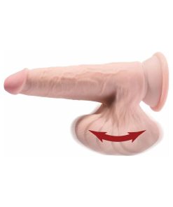 King Cock Plus 7 In. Triple-Density Cock With Swinging Balls Dildo Beige