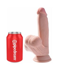 King Cock Plus 7 In. Triple-Density Cock With Swinging Balls Dildo Beige