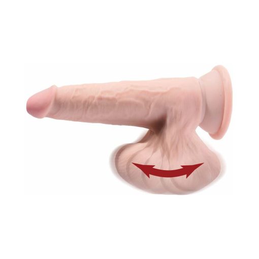 King Cock Plus 9 In. Triple-Density Cock With Swinging Balls Dildo Beige - Image 4