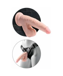 King Cock Plus 9 In. Triple-Density Cock With Swinging Balls Dildo Beige
